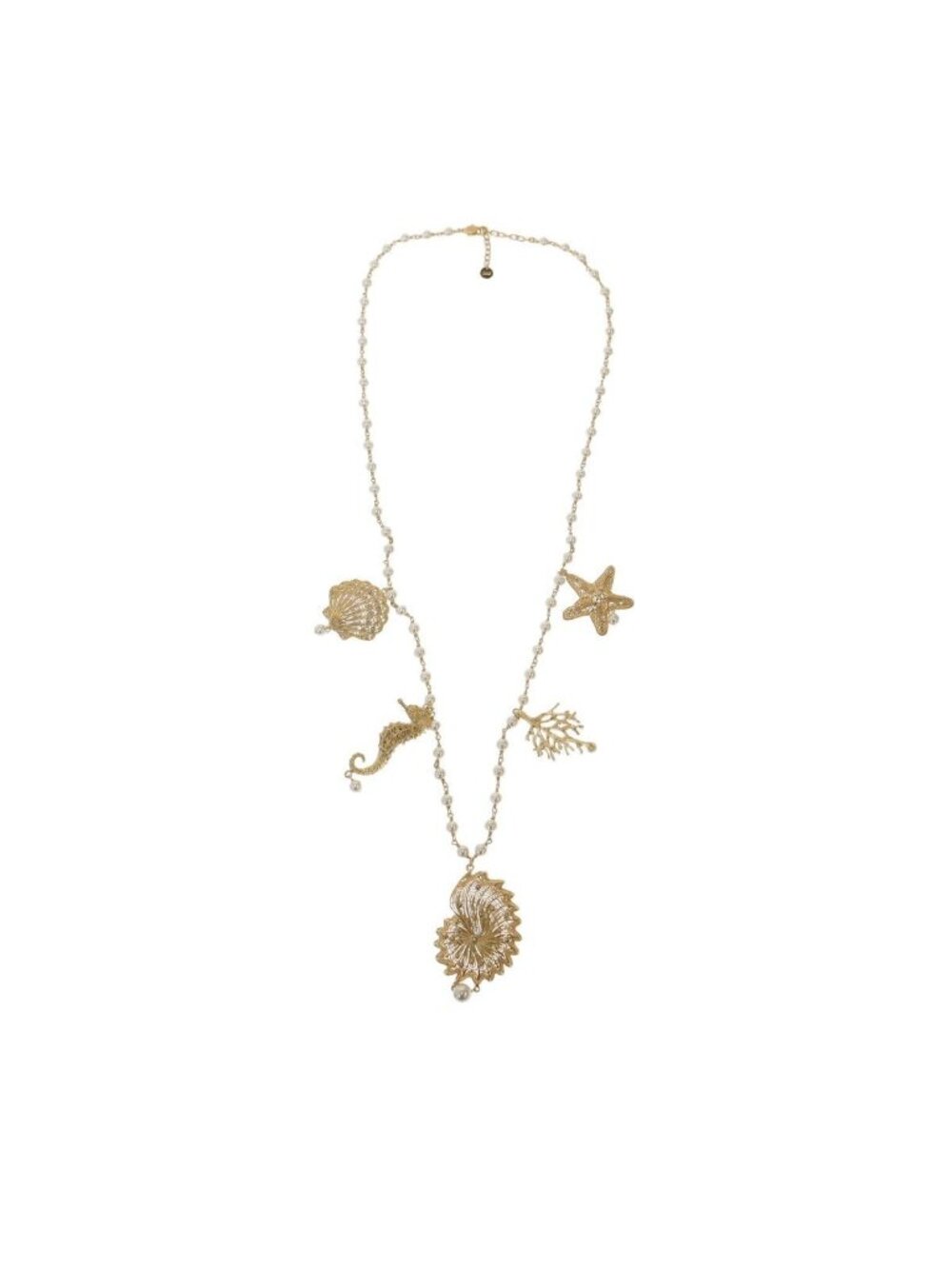 Dior Multi Charm Pearl Necklace Gold